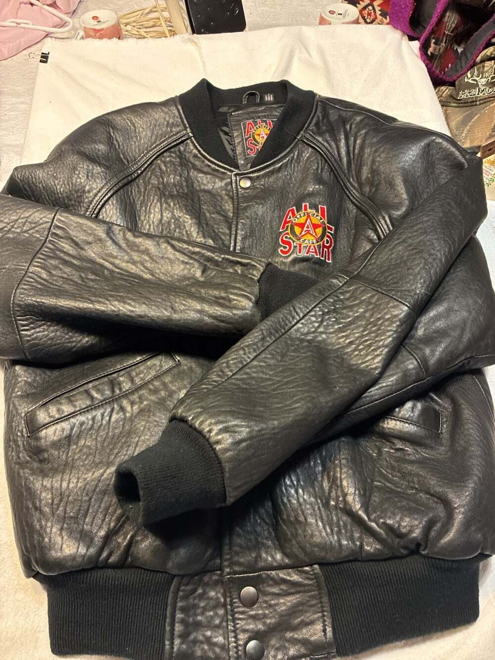 Vintage All Star Cafe Leather Varsity Jacket Size S